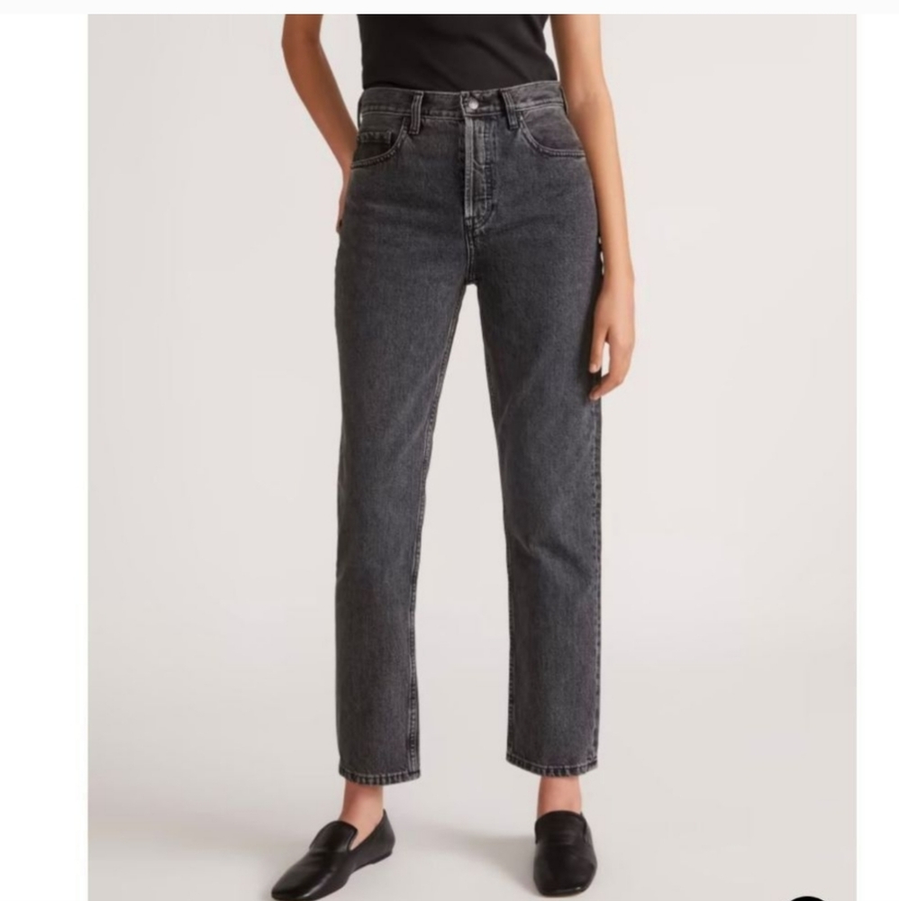 Everlane | The Cheeky Straight Jeans Washed Black High Rise Mom Size 27 Crop